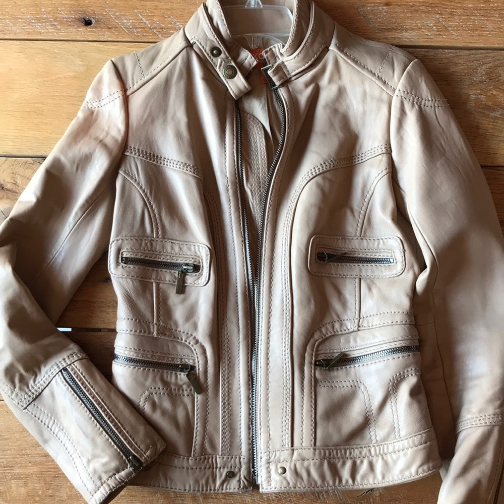Michael Kors leather bomber jacket